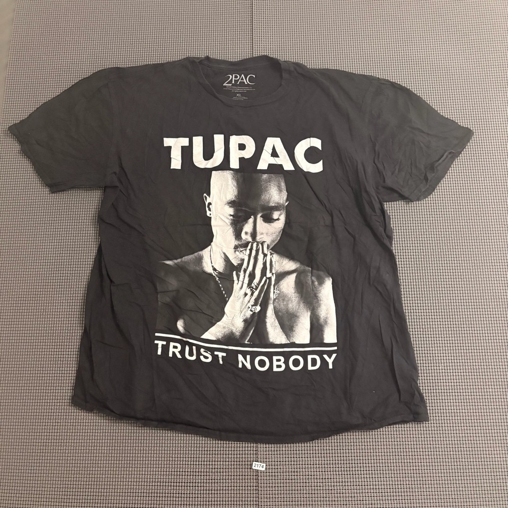 2Pac Shakur Trust Nobody Graphic T-Shirt Black XL Hip Hop Rap Tee 2022
